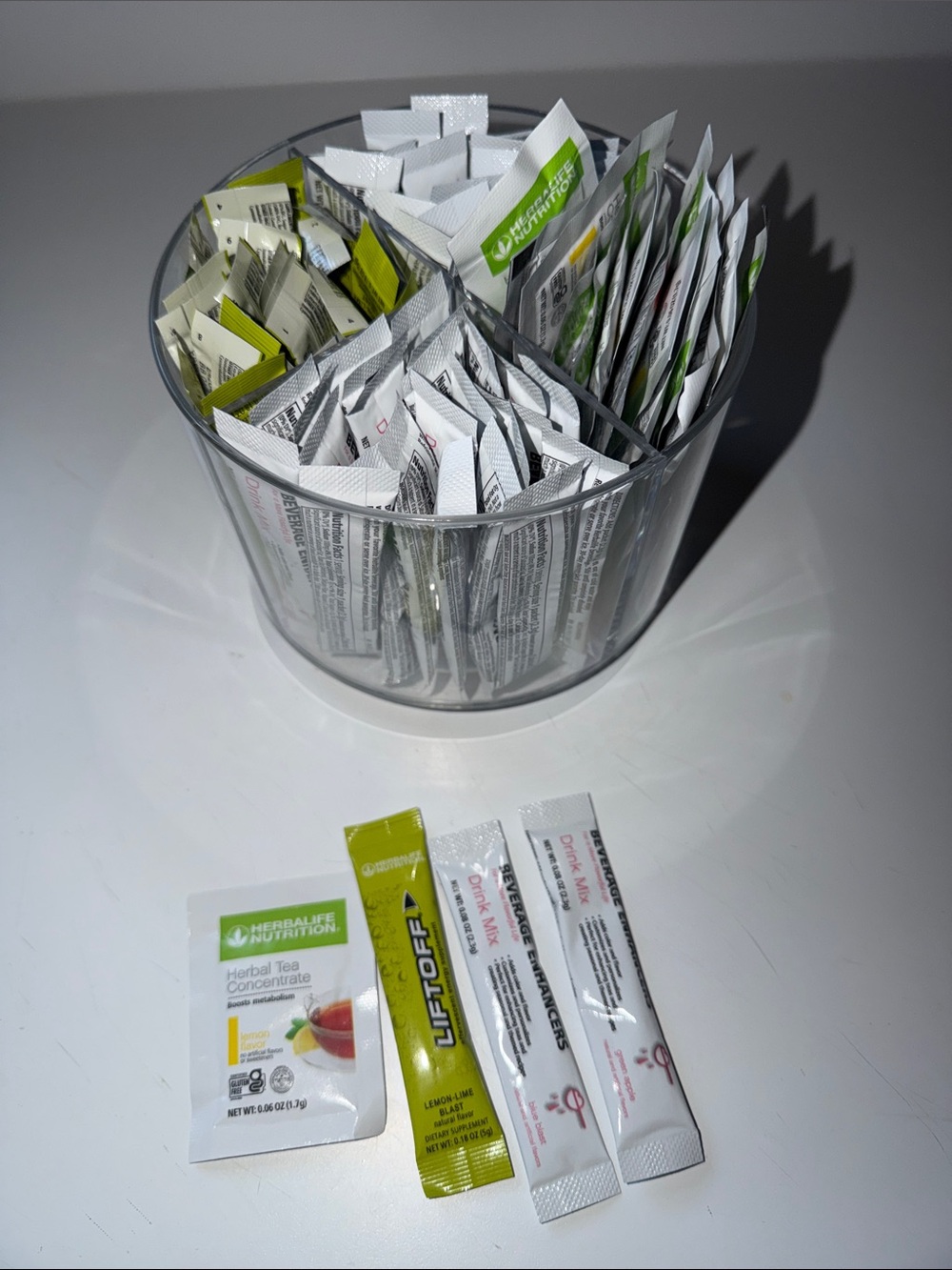 Herbal Tea, Lemon Liftoff, Green Apple and Blue Blast